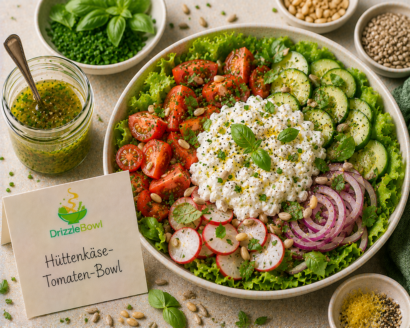 Hüttenkäse-Tomaten-Bowl