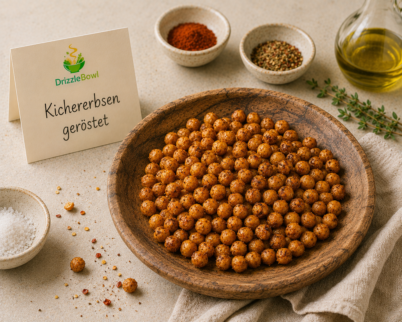 Goldbraun geröstete Kichererbsen auf einem Backblech